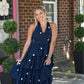 Sable Navy Polka Dot Halter Dress