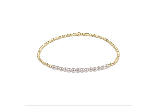 Gold Bliss 2mm Bead Bracelet -  Pearl