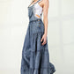 Lace Tiered Denim Jumpsuit
