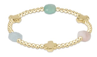 SIGNATURE CROSS ADMIRE GOLD PATTERN 3MM BEAD BRACELET - HOT MESS SS25
