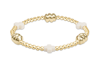 Signature Cross Admire Gold Pattern 3mm Bead Bracelet