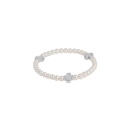 Signature Cross Sterling Pearl Pattern 4mm Bead Bracelet