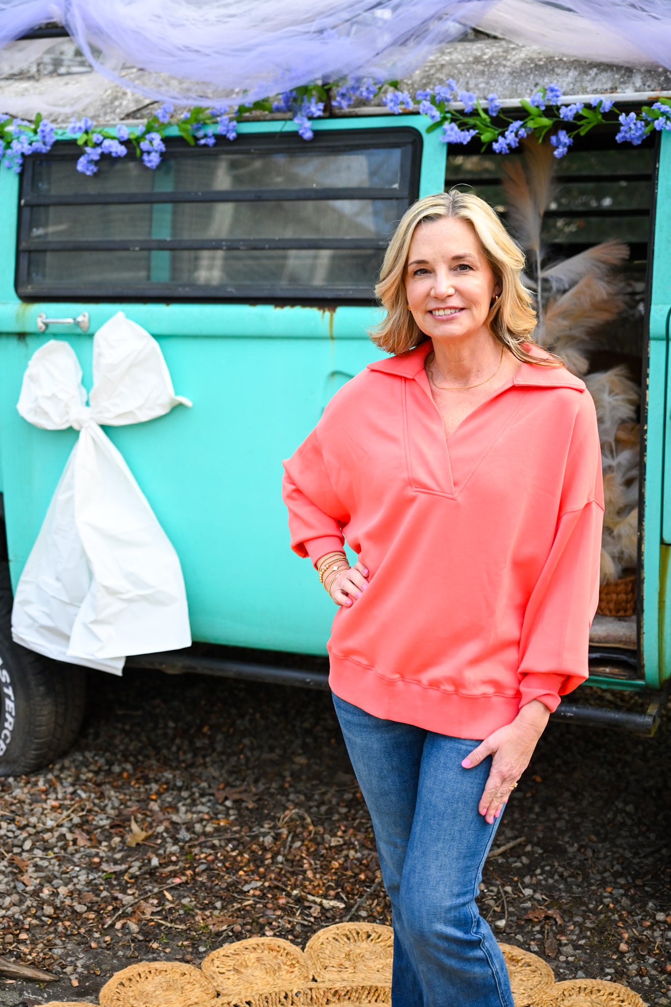 Charm Coral Polo Crew -