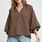 Tanner Bubble Sleeve Top - Chocolate
