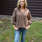 Tanner Bubble Sleeve Top - Chocolate