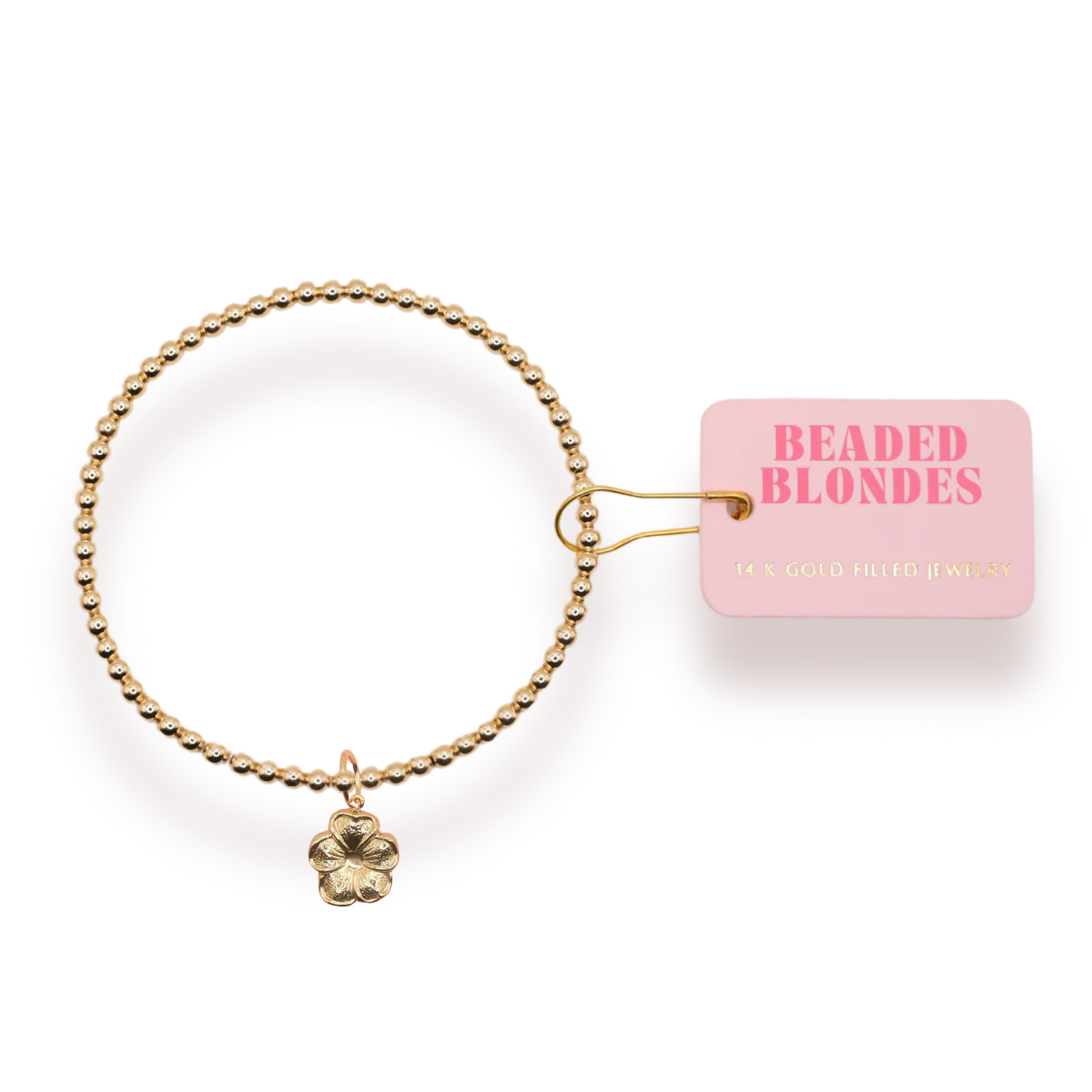 Gold Flower Charm Bracelet Standard Size