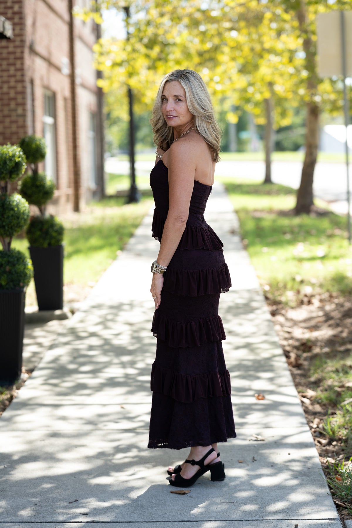 Poesy Maroon Ruffle Dress
