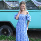SS Blue Vintage Smocked Maxi Dress