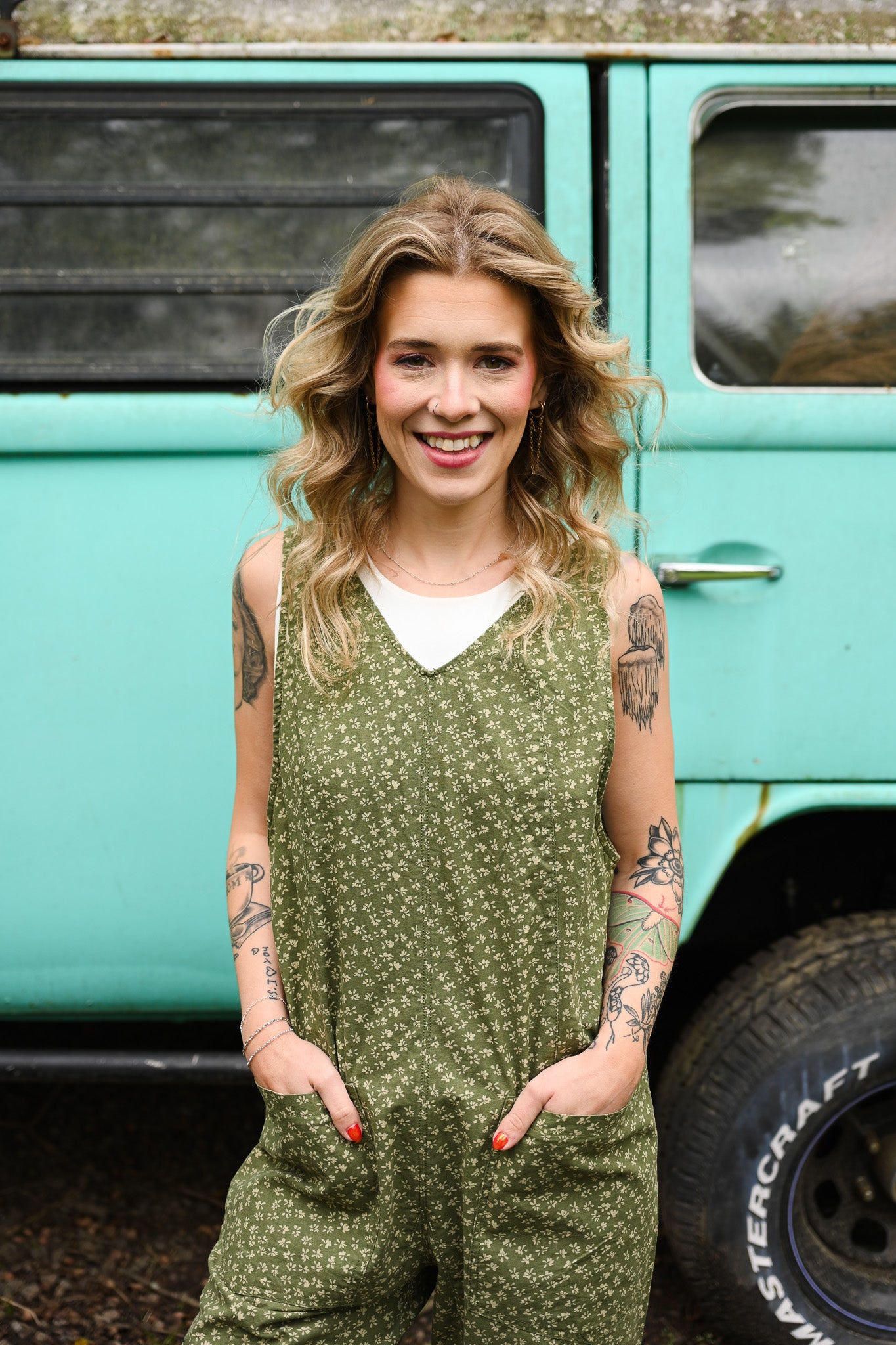 Let's Garden Green Floral Jumpsuit