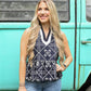 Up To Fate Embroidered Navy Top