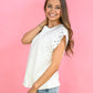 White Studded Sleeve Top -