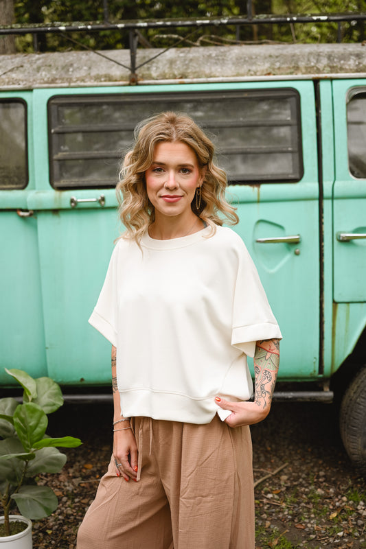 Cream Via Short Sleeve Top