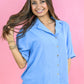Whitney Button Top - Blue -