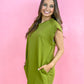 Green Studded Sleeve Dress -