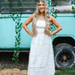 White Eyelet Midi Tube Smocking Dress