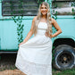 White Eyelet Midi Tube Smocking Dress
