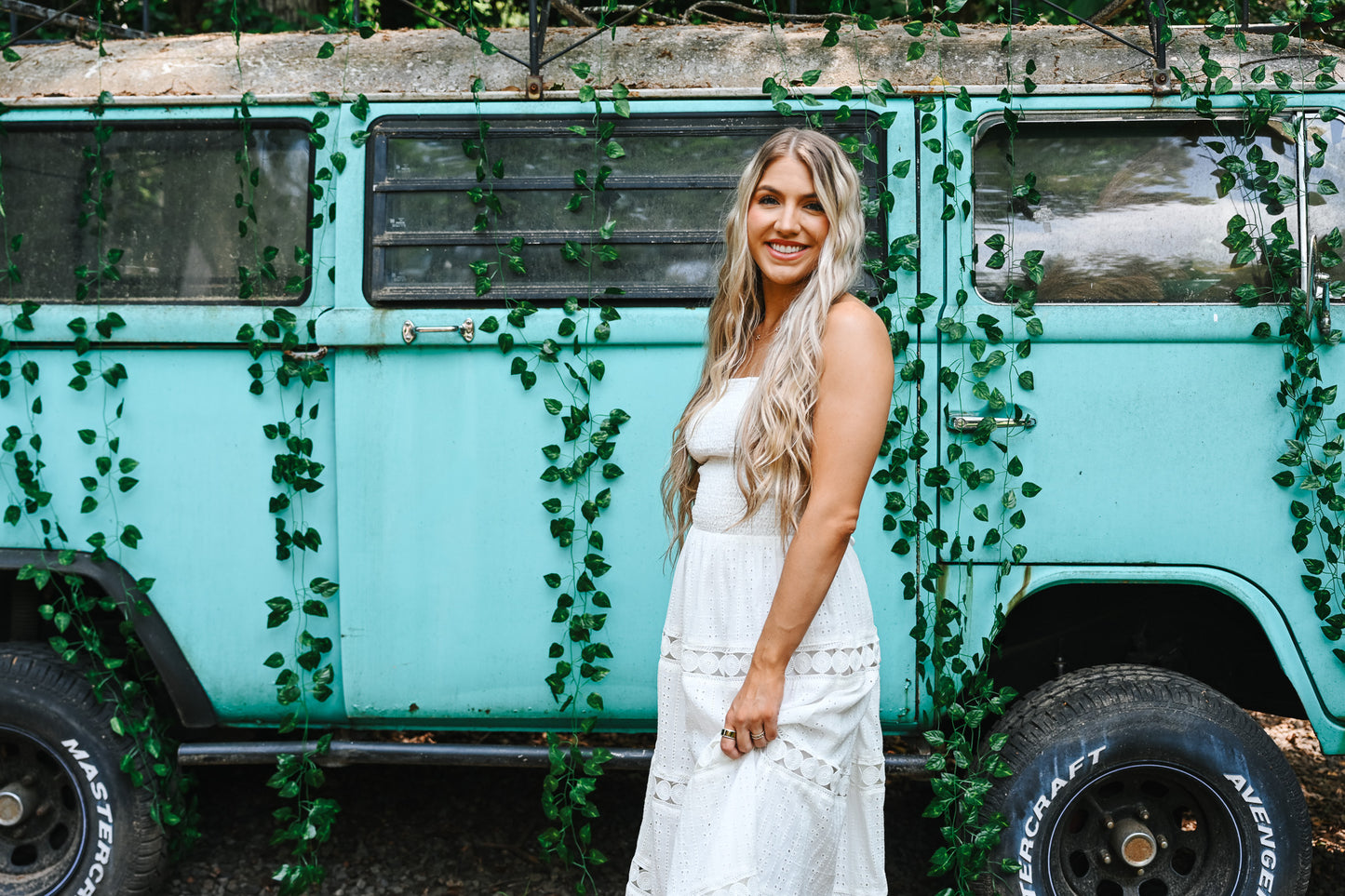 White Eyelet Midi Tube Smocking Dress