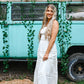White Eyelet Midi Tube Smocking Dress