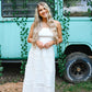 White Eyelet Midi Tube Smocking Dress