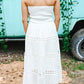 White Eyelet Midi Tube Smocking Dress