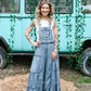 Lace Tiered Denim Jumpsuit