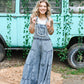 Lace Tiered Denim Jumpsuit