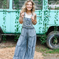 Lace Tiered Denim Jumpsuit