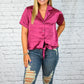 Pink Lady Tie Button Down -