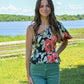 Field Of Poppies One Shoulder Top -