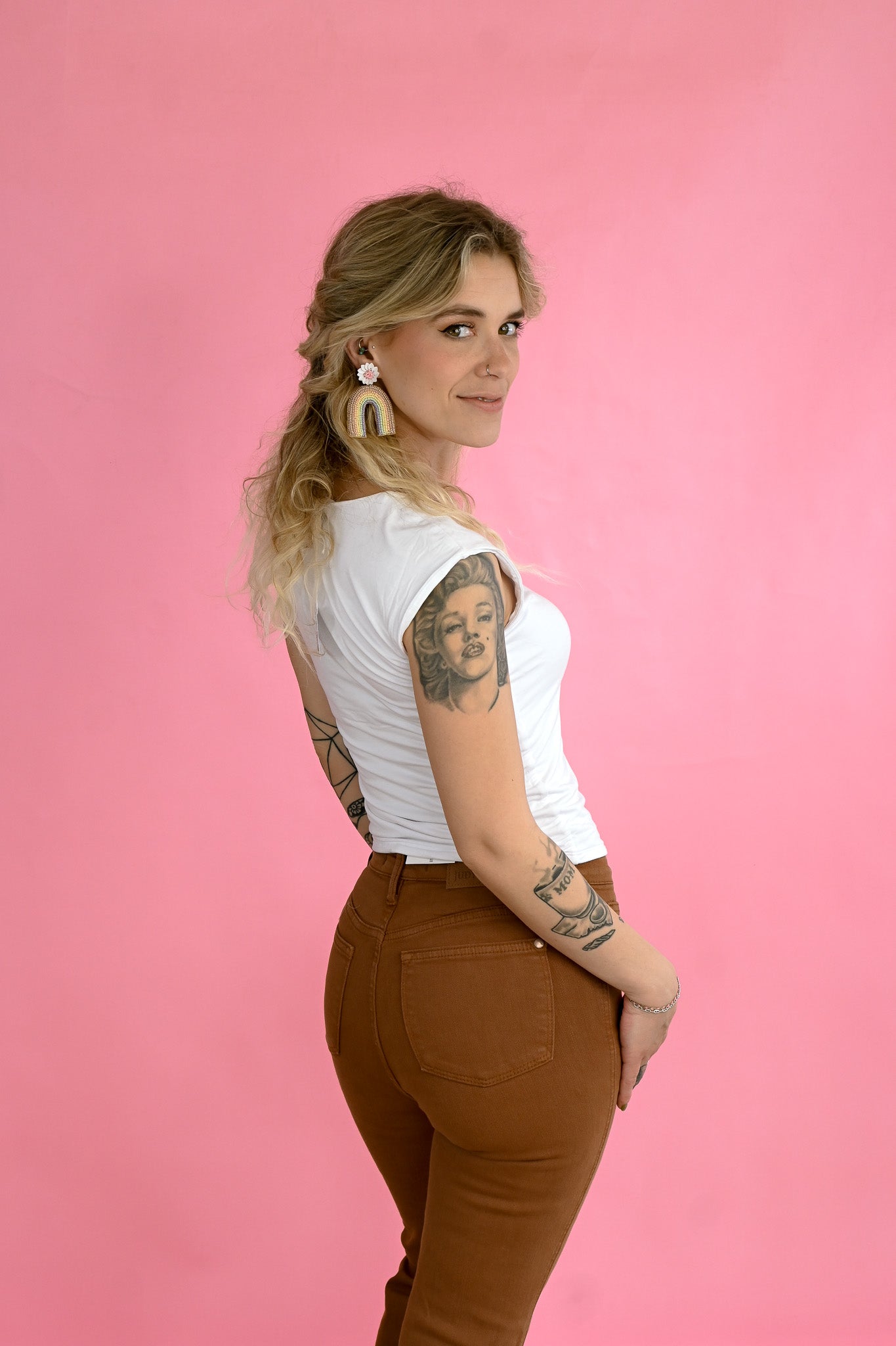 Brown Flare HW TC Jeans -