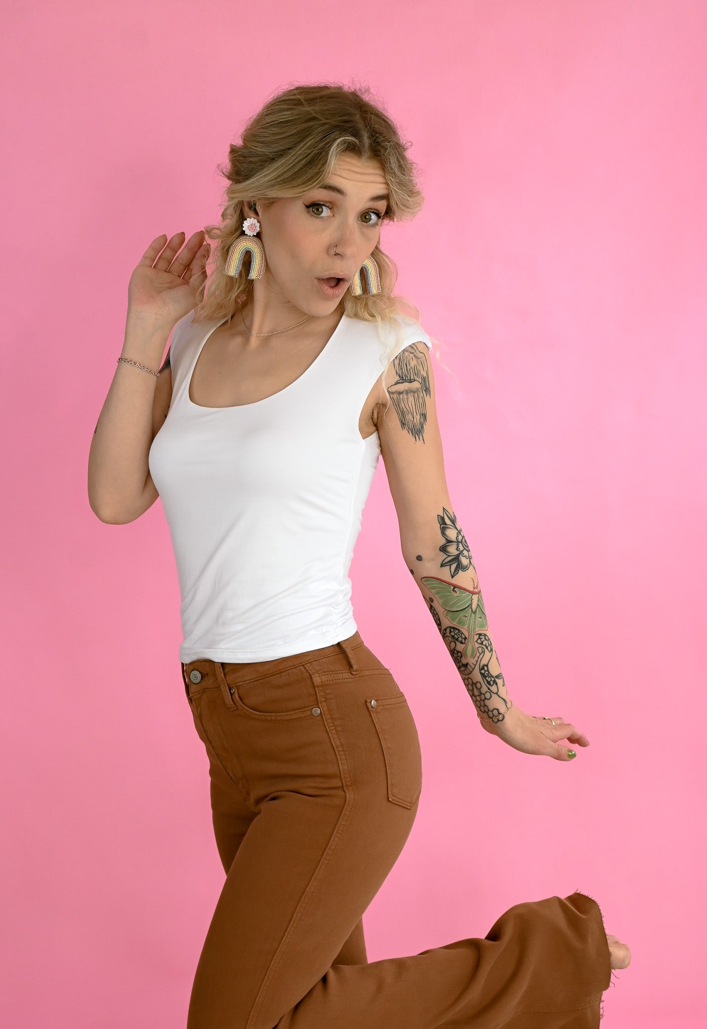 Brown Flare HW TC Jeans -
