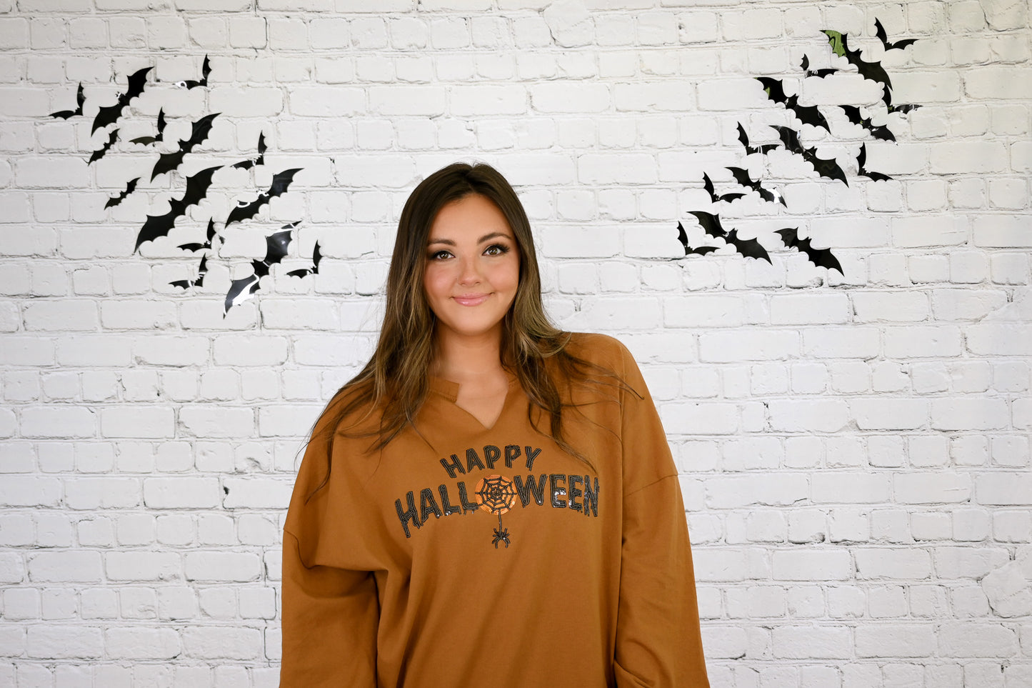 Happy Halloween Sequins Oversized Top -