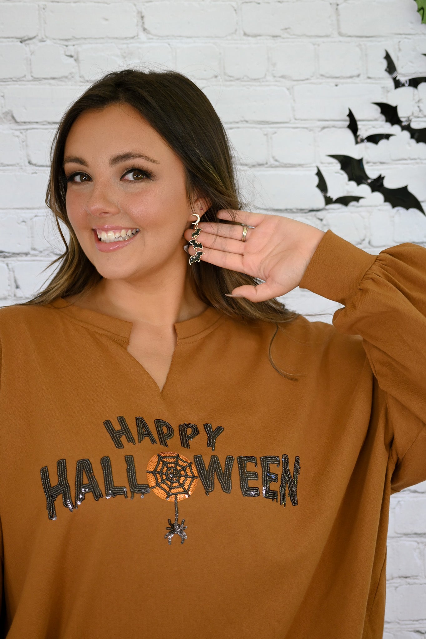 Happy Halloween Sequins Oversized Top -