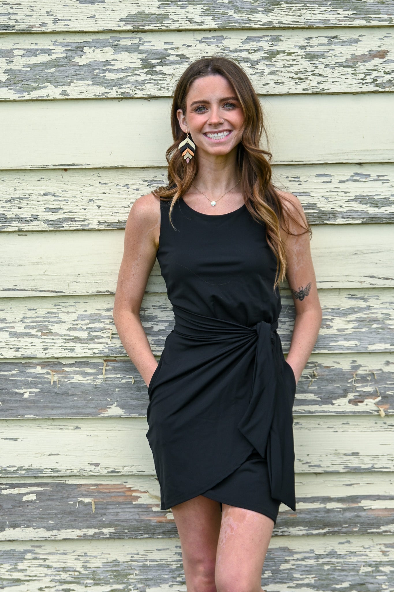 Black Kira Cabo Wrap Dress
