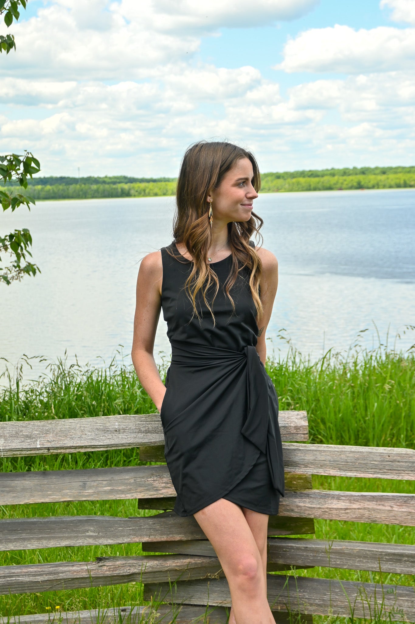 Black Kira Cabo Wrap Dress