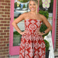 Rennie Rust Toile Strapless Dress