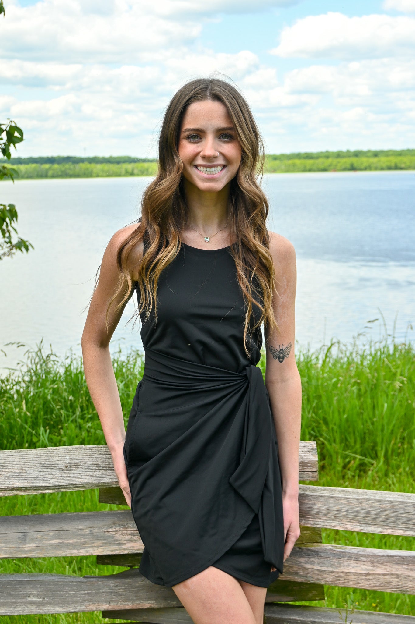 Black Kira Cabo Wrap Dress