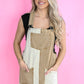 Mineral Wash Color Block Overall Dress -
