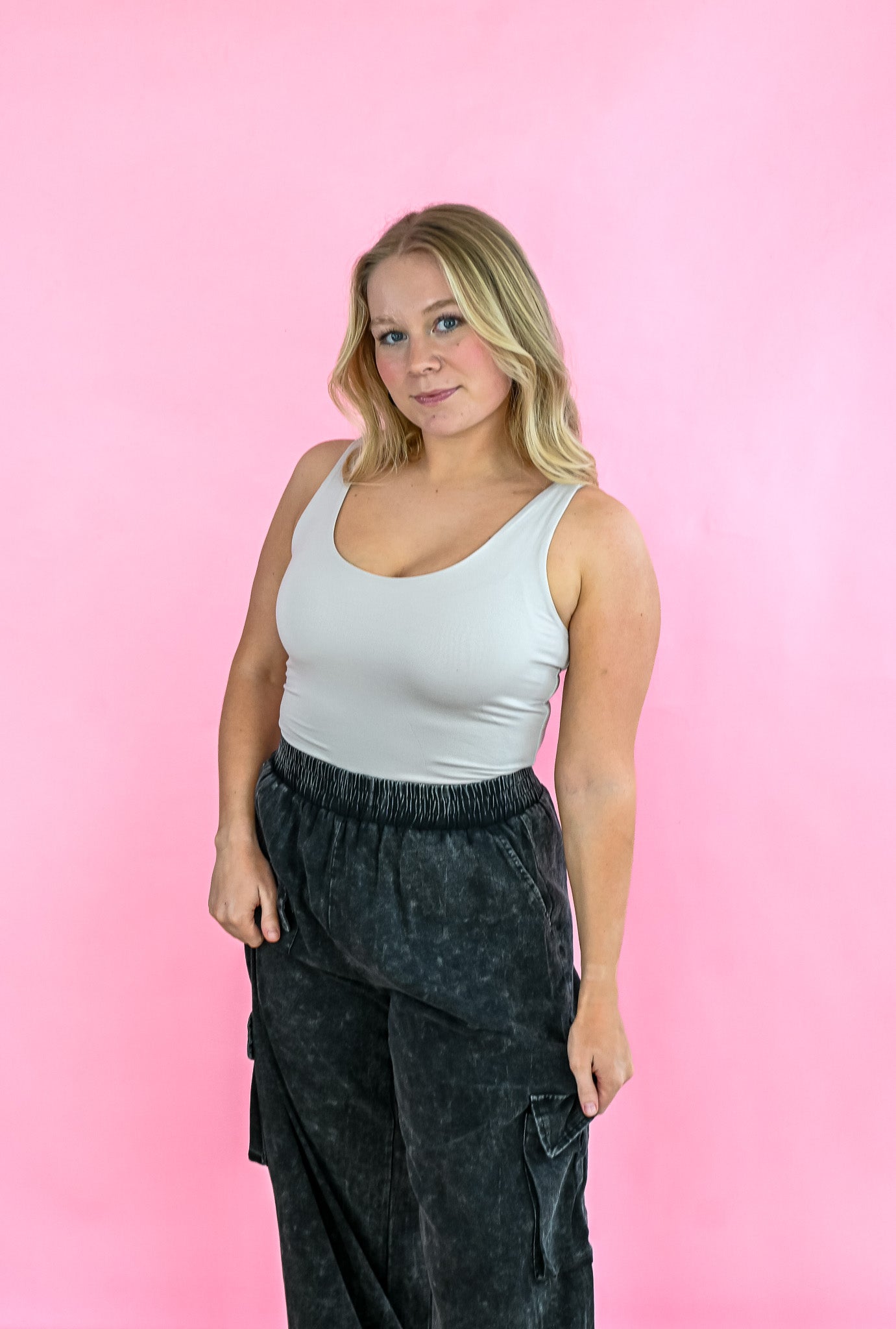 Mineral Washed Cargo Pants - Ash -
