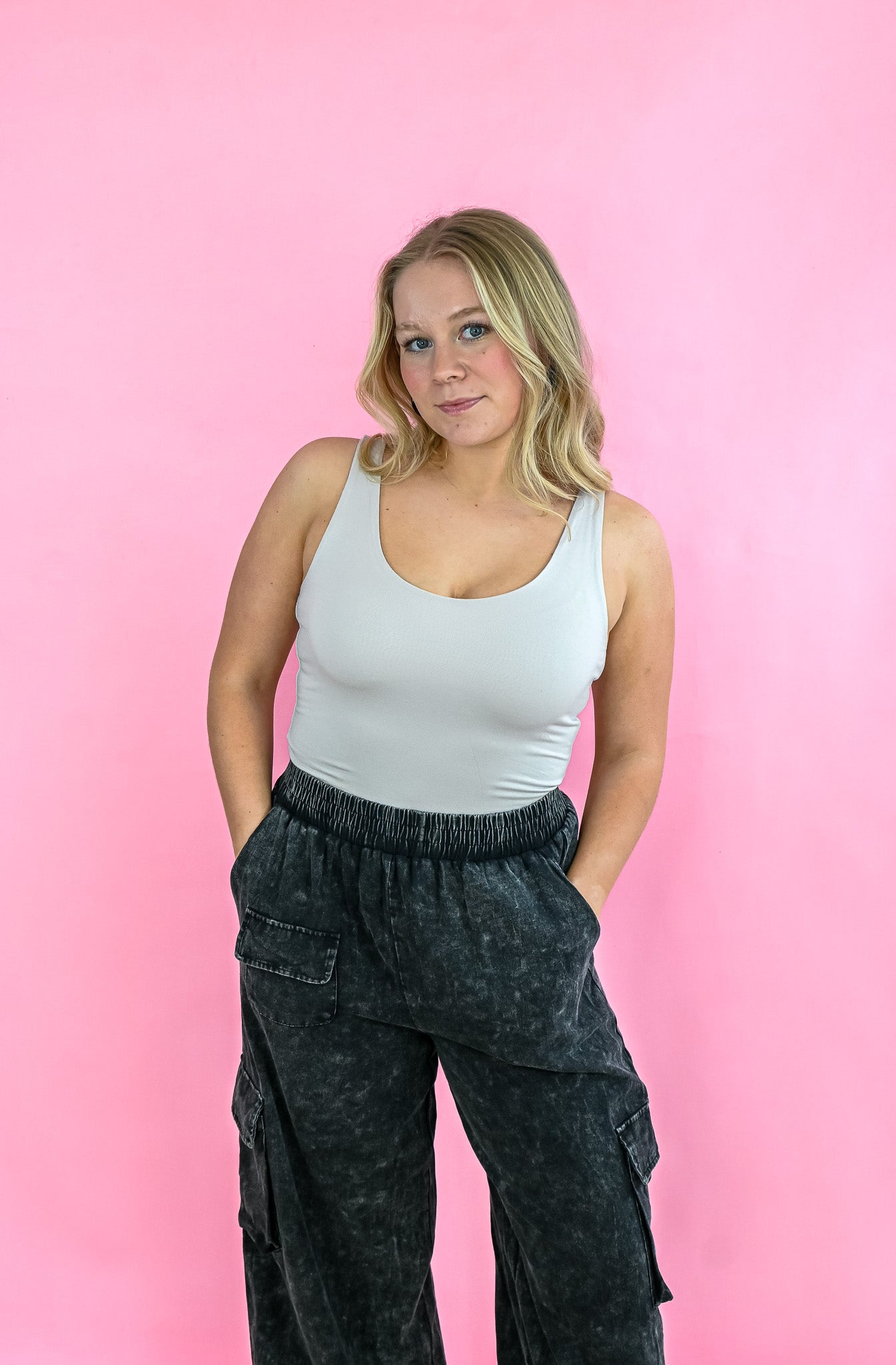 Mineral Washed Cargo Pants - Ash -