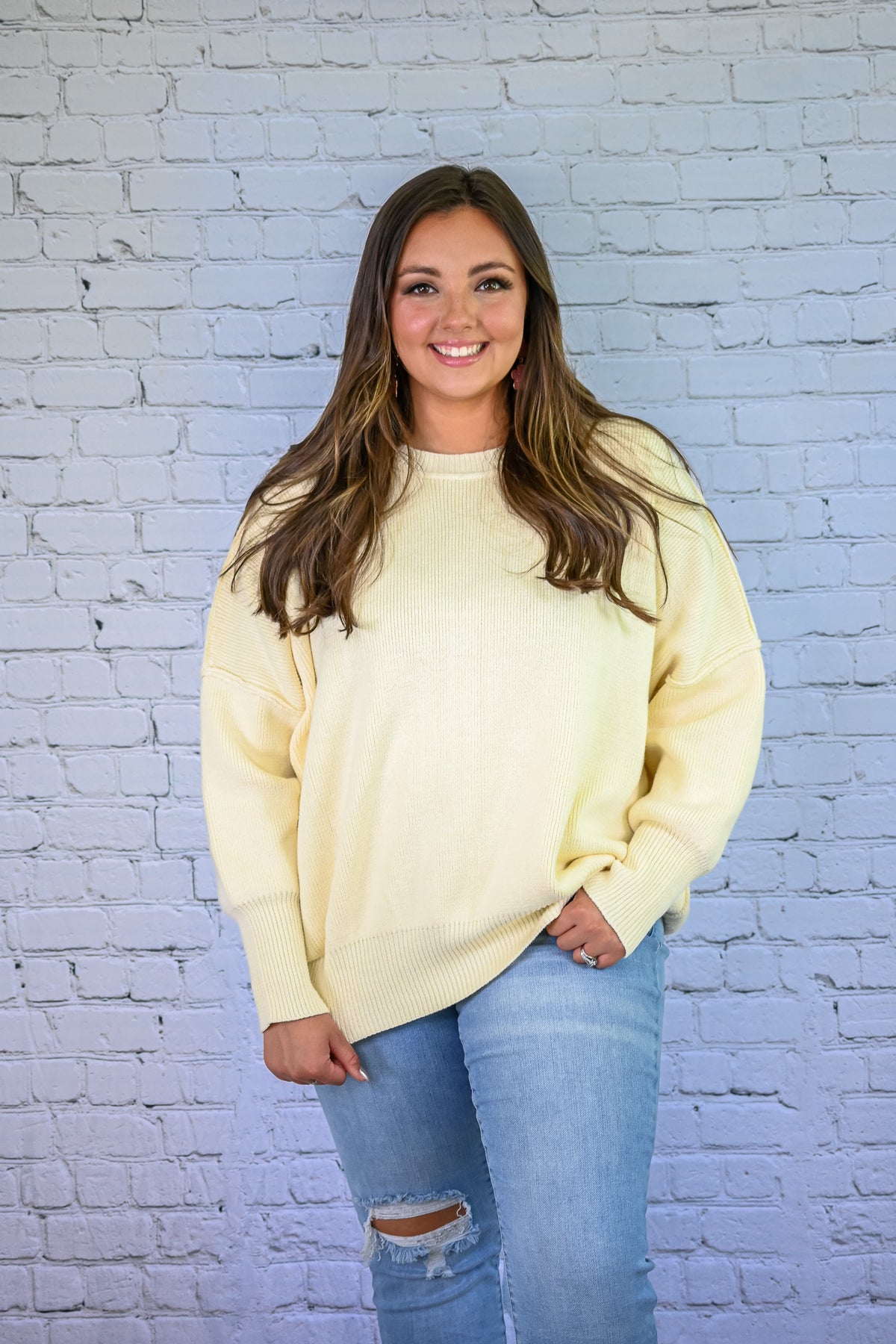 Yes Please Comfy Sweater - Cream -