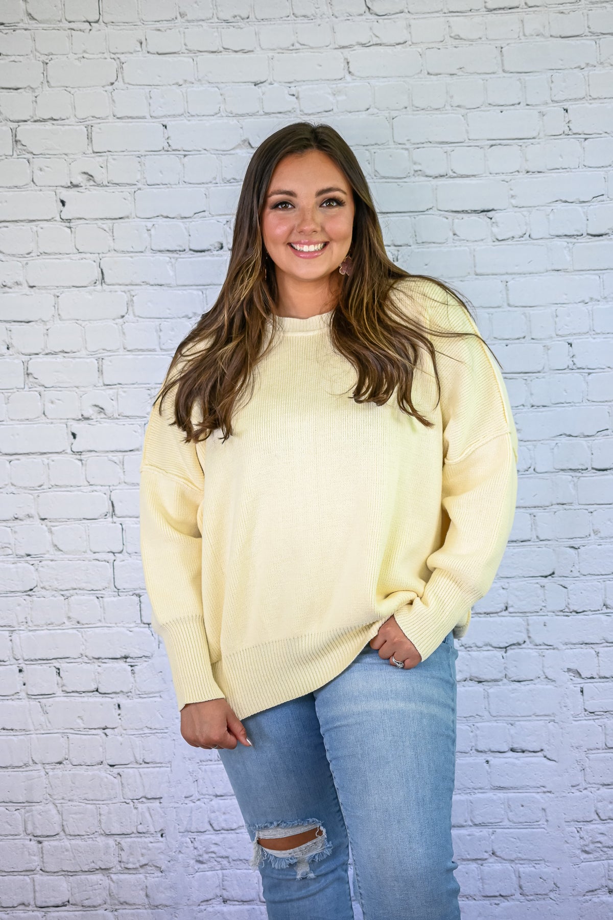 Yes Please Comfy Sweater - Cream -