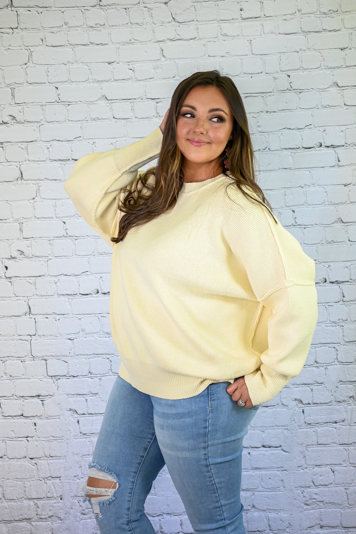 Yes Please Comfy Sweater - Cream -