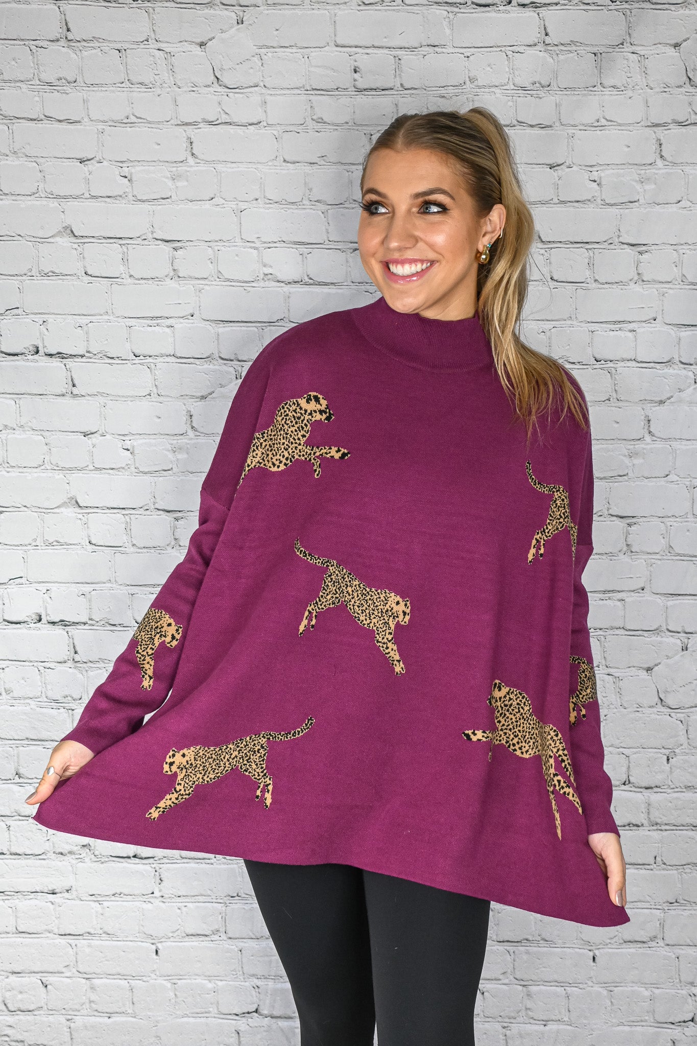Returning Fan Fav Plum Cheetah Sweater -