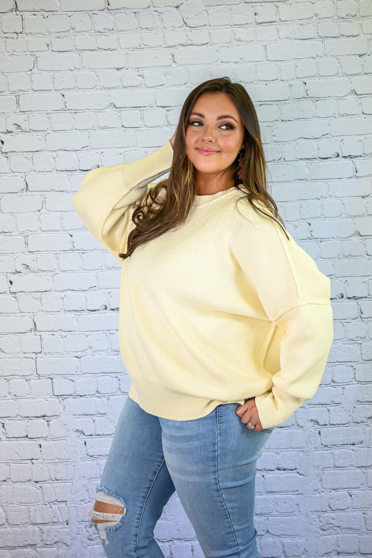 Yes Please Comfy Sweater - Cream -