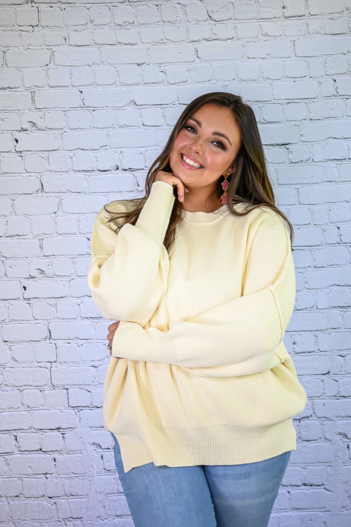 Yes Please Comfy Sweater - Cream -