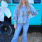 Diane Dusty Blue Printed Blouse -
