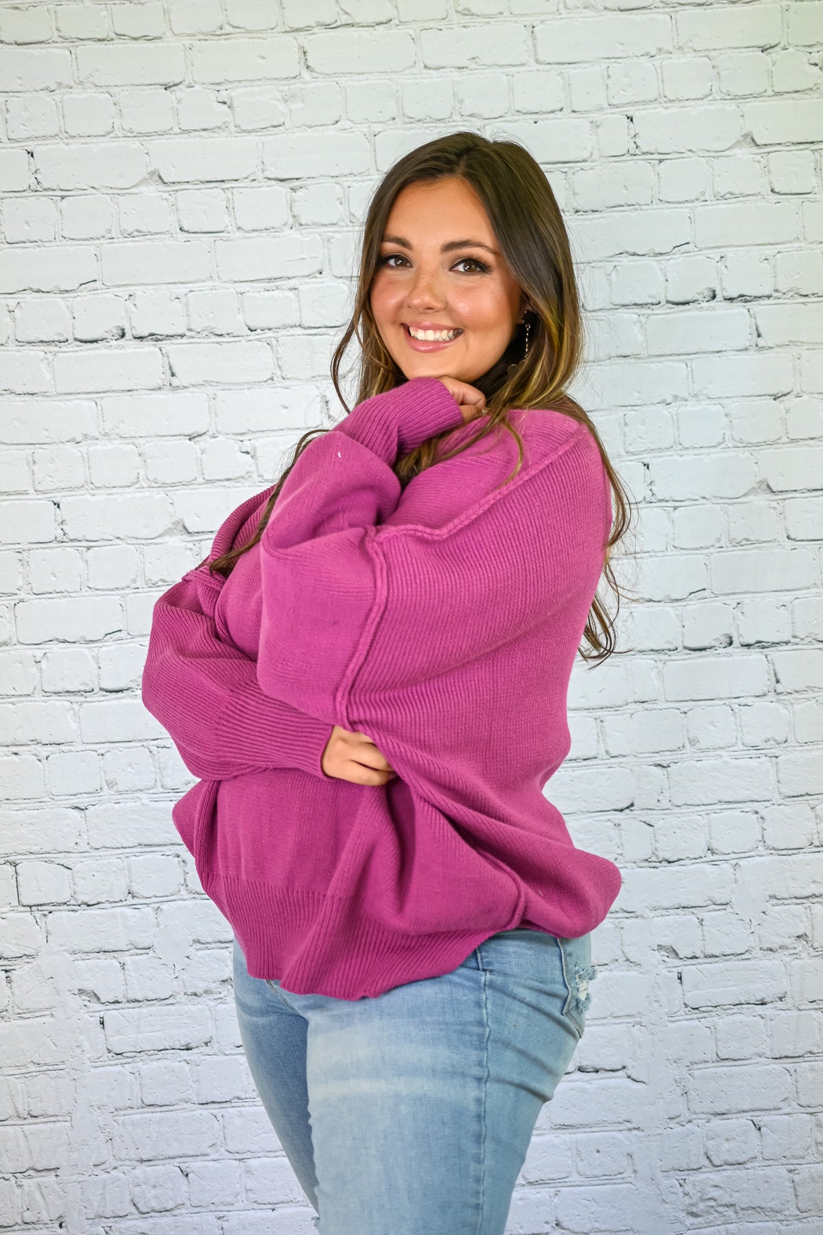 Yes Please Comfy Sweater - Plum -