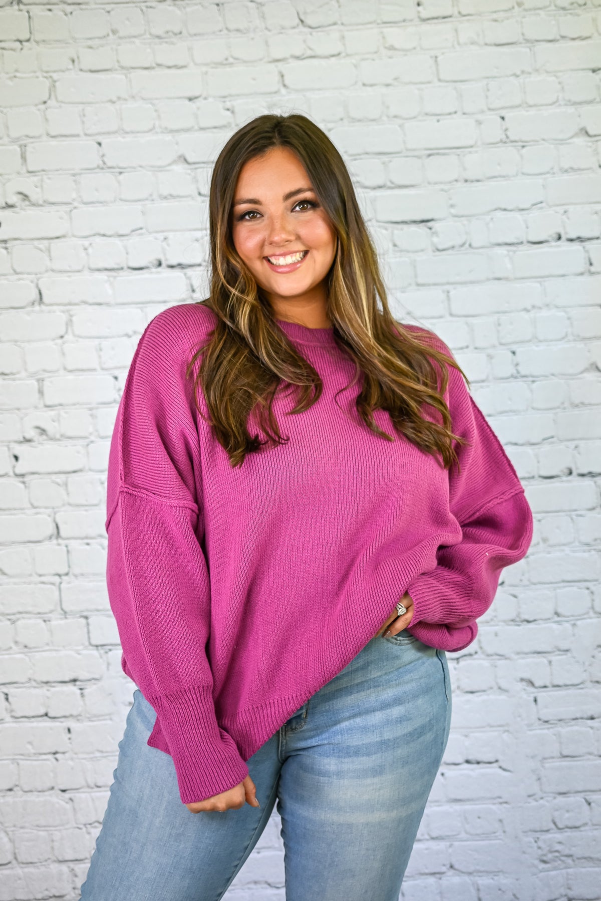 Yes Please Comfy Sweater - Plum -
