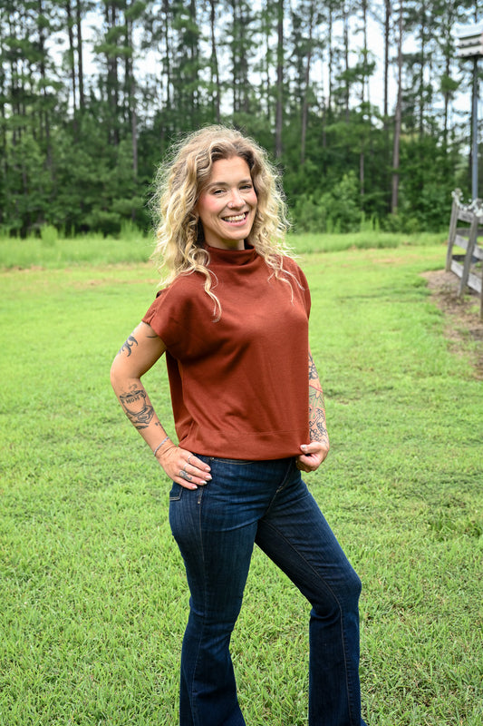 Apricot Mock Neck Top